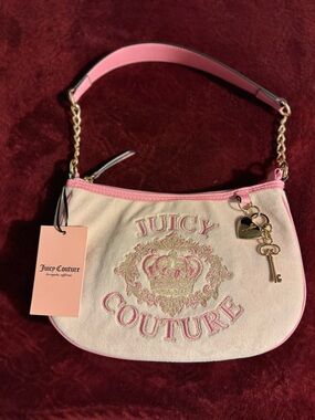Juicy Couture falling for juicy shoulder bag pink & Cream Embroidered